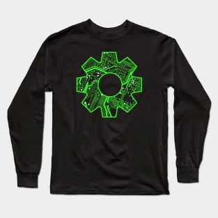 Green Techie Circuit Board Gear Long Sleeve T-Shirt